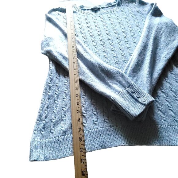 Talbots Cable Knit Confetti Flecked Light Blue Pullover Sweater Women's Size L - Picture 9 of 10